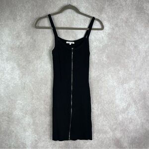 Cotton Citizen Zipped Front Ribbed Mini Dress In Black Women's Size S